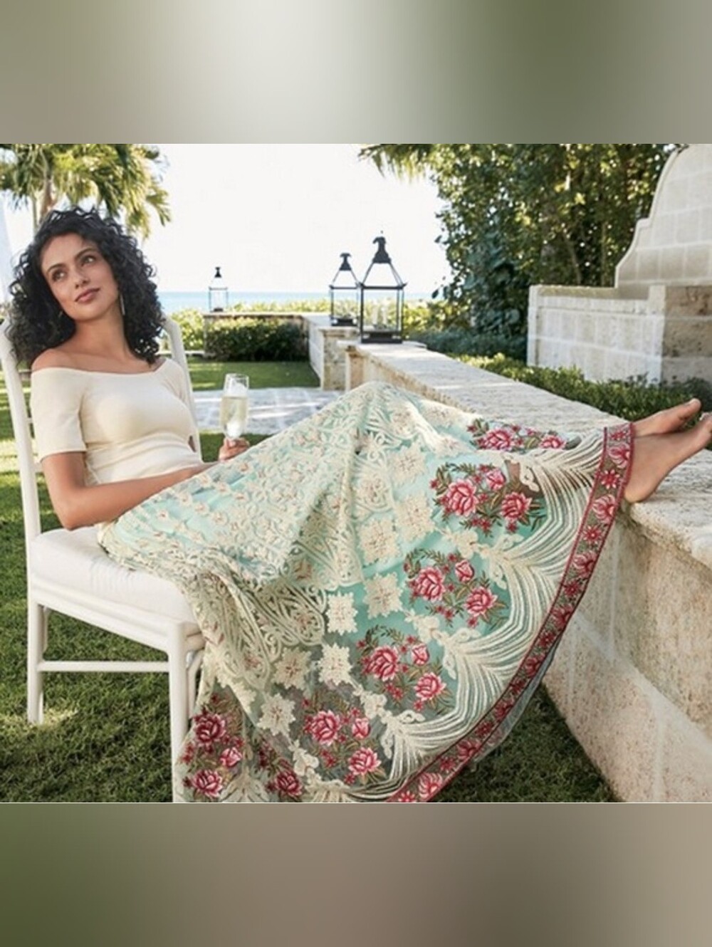 Soft Surroundings Analisa Lacy Embroidered Lined Floral Maxi Skirt Size Large. - Picture 9 of 11